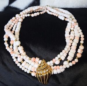 Vintage 1989 Kenneth Jay Lane For Avon Under The Sea Seashell Necklace 18"